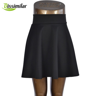 Δωρεάν αποστολή Γυναικεία Flared Skater Basic μονόχρωμη Mini Above Knee Ευέλικτη ελαστική φούστα με πλισέ casual 5 μεγέθη