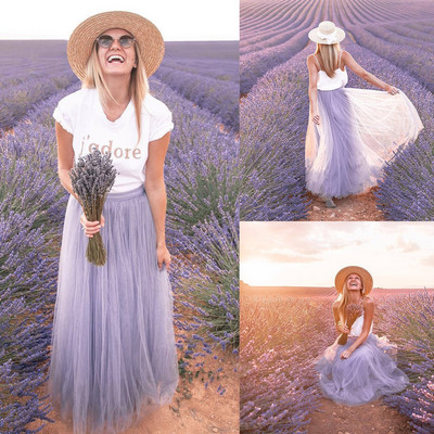 Elegáns sifon hosszú maxi szoknyák nyári női divat alkalmi magas derékrész rugalmas réteges tüll A-vonalú tutu szoknyák Jupe femme