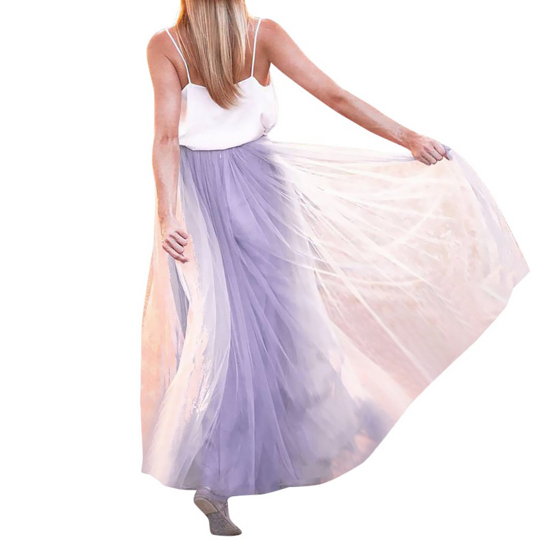 Elegáns sifon hosszú maxi szoknyák nyári női divat alkalmi magas derékrész rugalmas réteges tüll A-vonalú tutu szoknyák Jupe femme