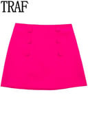 TRAF roosa miniseelik Naiste kõrge vöökohaga lühikesed seelikud Naiste mood 2023 nööbiga elegantsed naiste seelikud tänavarõivad suveseelik