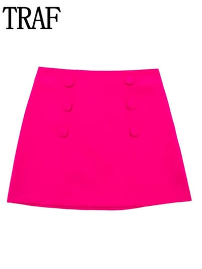 TRAF roosa miniseelik Naiste kõrge vöökohaga lühikesed seelikud Naiste mood 2023 nööbiga elegantsed naiste seelikud tänavarõivad suveseelik
