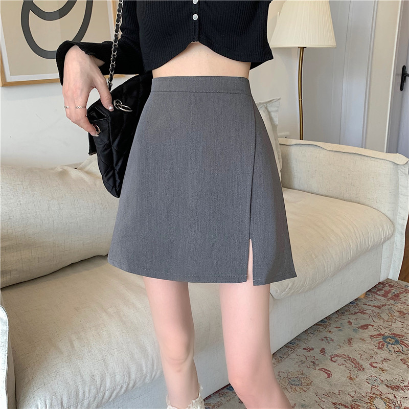 Fekete khaki szoknya női nyári rövid szoknya Mini magas derekú lány tömör Vintage Skrits oldalsó hasított szexi vonalú koreai szoknya Y2k