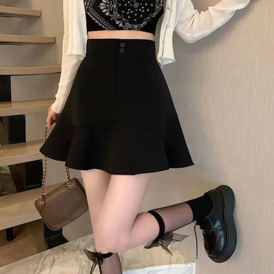 Szoknyák Női Újdonságok Nyári Magas derekú Gombos Diákok Térd felett Szilárd Egyszerű Ruházat Harajuku Utcai ruházat Szexi Esztétikus