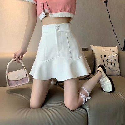 Szoknyák Női Újdonságok Nyári Magas derekú Gombos Diákok Térd felett Szilárd Egyszerű Ruházat Harajuku Utcai ruházat Szexi Esztétikus