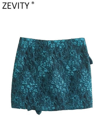 Zevity Дамска мода с плисета и волани Дизайн с текстура A Line Mini Skirt Faldas Mujer Женска шикозна ежедневна риза със страничен цип QUN3044