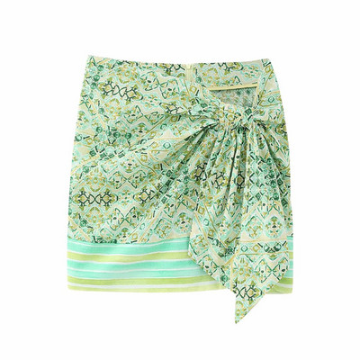 Női nyomtatott mini szoknya Női megkötött pliszírozott szoknyák női nyári rövid szoknyák női divatos strandszoknya