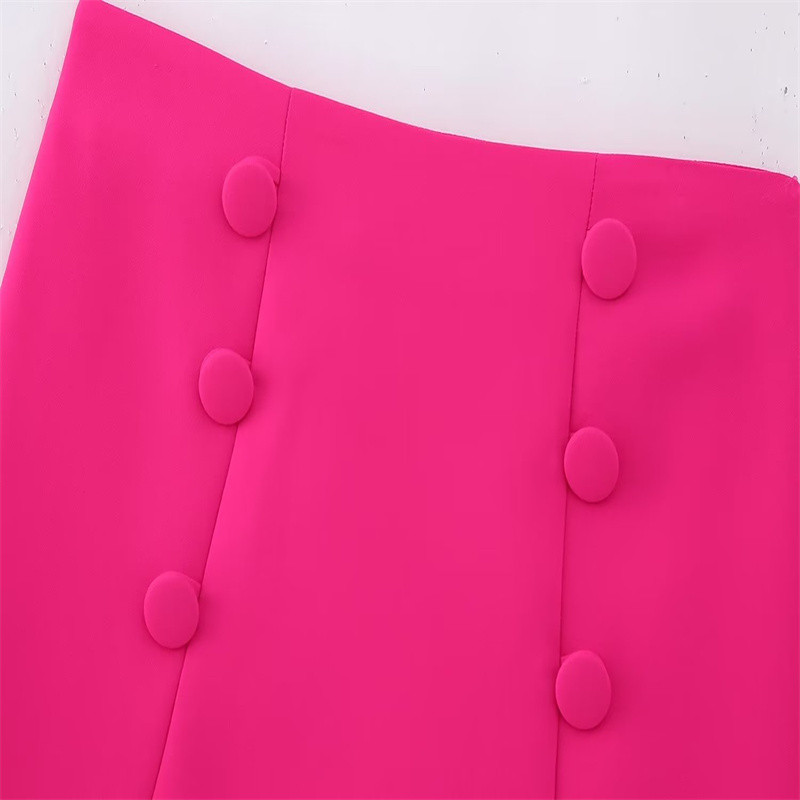 2023-as új női, egyedi, gombos díszítésű mini, sokoldalú félszoknya tavaszi/nyári divatos High Street elegáns, vékony szabású félszoknyák