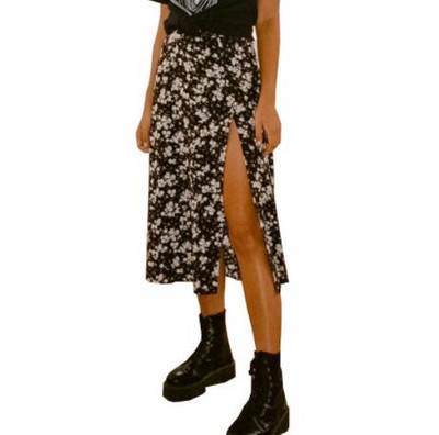 Modes vintage svārki 2021. gada ar ziedu punktveida apdruku ar augstu vidukli, elastīgi, sadalīti gari A līnijas svārki sievietēm pludmales maksi svārki