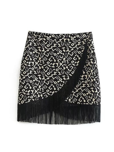 TRAF 2023 m. pavasario vasara Moteriški vintažiniai marginti sijonai, šoniniai užtrauktukai su užtrauktuku, mini sijonas moteriškas, elegantiškas sijonas aukštu juosmeniu