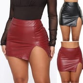 Ženske kožne noćne klupske suknje, ljetne čiste boje od PU kože, patentni zatvarač, seksi kožne mini suknje na bokovima Faldas Mujer Moda 2022.