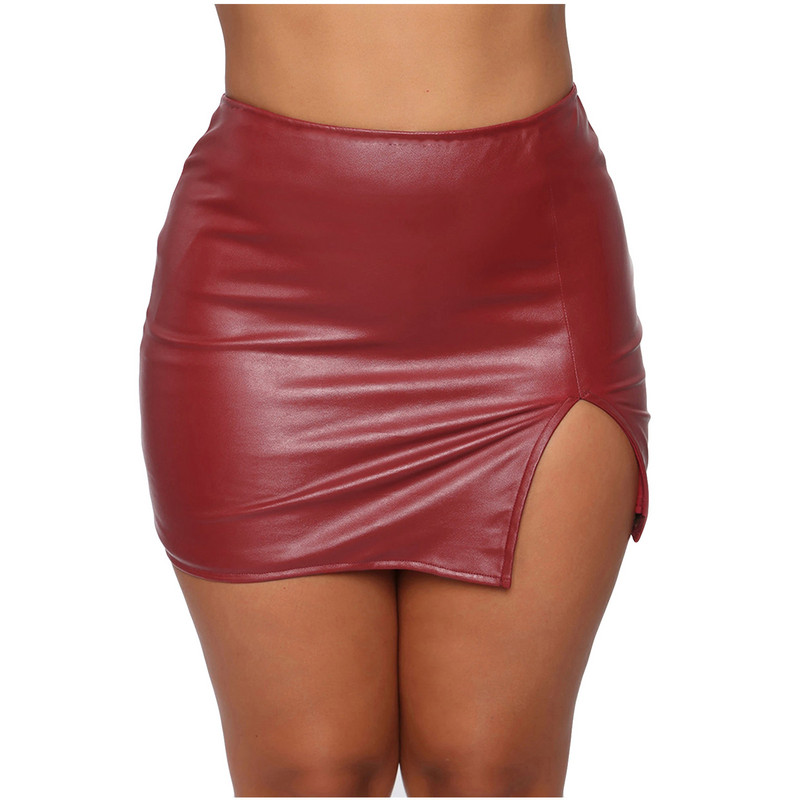 Ženske kožne noćne klupske suknje, ljetne čiste boje od PU kože, patentni zatvarač, seksi kožne mini suknje na bokovima Faldas Mujer Moda 2022.