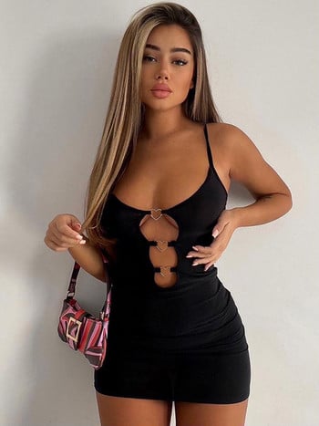 Cryptographic Summer 2022 Sexy Cut Out Αμάνικο Μίνι Φόρεμα για Γυναικεία Clubwear Party Bodycon Φορέματα Vestido