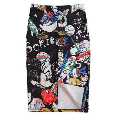 Izpārdošana Pavasara vasara Sieviešu Y2K ar augstu vidukli Midi zīmuļu šifona svārki Slaidi Bodycon Vintage korejiešu modes apģērbi