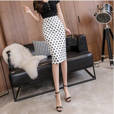 Izpārdošana Pavasara vasara Sieviešu Y2K ar augstu vidukli Midi zīmuļu šifona svārki Slaidi Bodycon Vintage korejiešu modes apģērbi