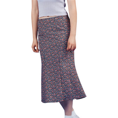 Naiste ruuduline mustriga kõrge vöökohaga Midi seelik A-joon Bodycon pikk pliiatsseelik Y2K Streetwear E-Girl 90S Fashion