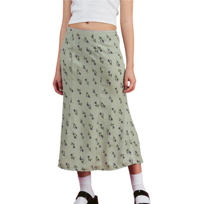 Naiste ruuduline mustriga kõrge vöökohaga Midi seelik A-joon Bodycon pikk pliiatsseelik Y2K Streetwear E-Girl 90S Fashion