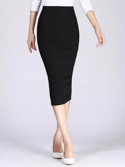 Jesen Zima Bodycon Suknja Ženska rastezljiva Split suknja Uske pencil suknje do sredine teleta Ženska pletena suknja