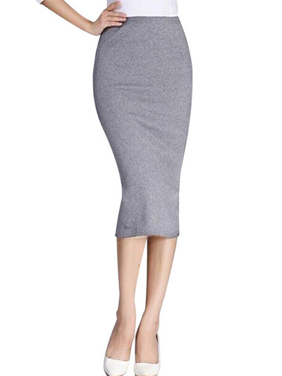 Jesen Zima Bodycon Suknja Ženska rastezljiva Split suknja Uske pencil suknje do sredine teleta Ženska pletena suknja