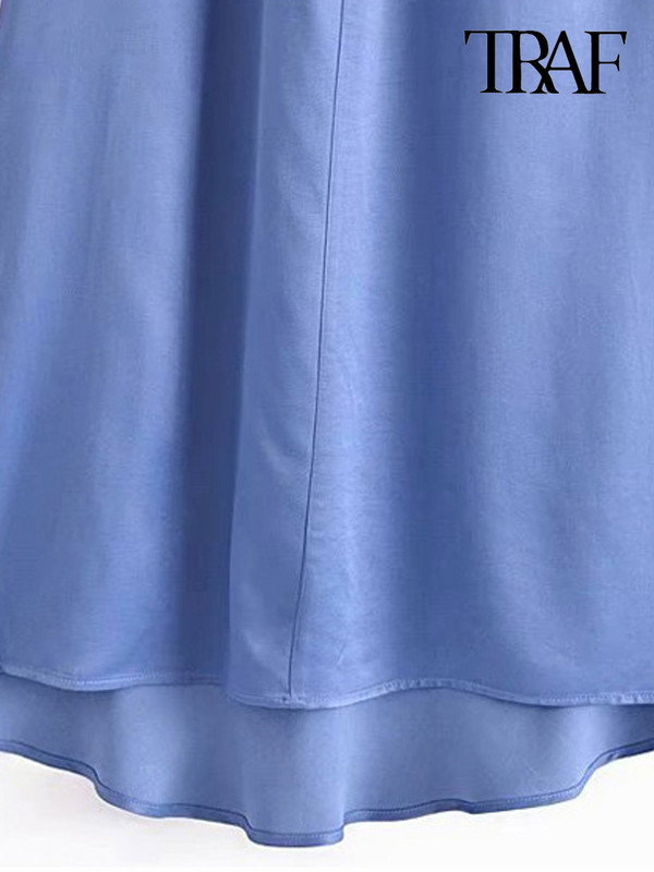 TRAF Női divat csipkével oldalt szellőzővel Midi Camisole ruha Vintage hát nélküli cipzáras vékony pántos női ruhák Mujer