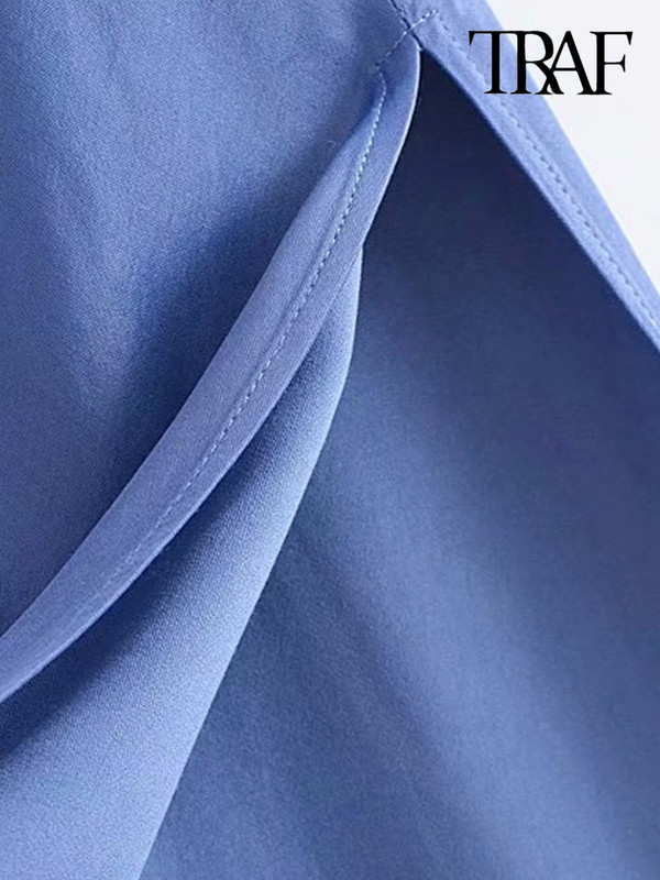 TRAF Női divat csipkével oldalt szellőzővel Midi Camisole ruha Vintage hát nélküli cipzáras vékony pántos női ruhák Mujer