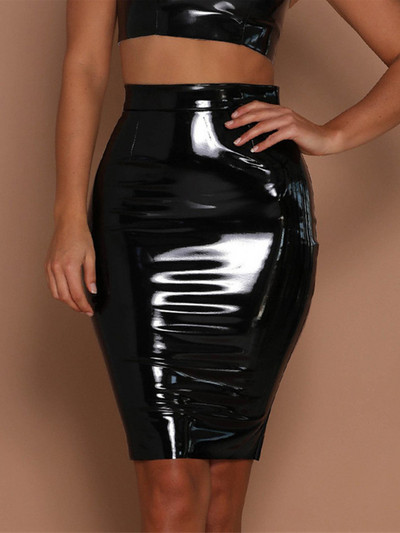 CUHAKCI sijonas aukštu juosmeniu moteriškas mini sijonas su pieštuku juodi blizgantys sijonai moterims Sexy Red Female Club Elegant Bodycon 2022 Nauja
