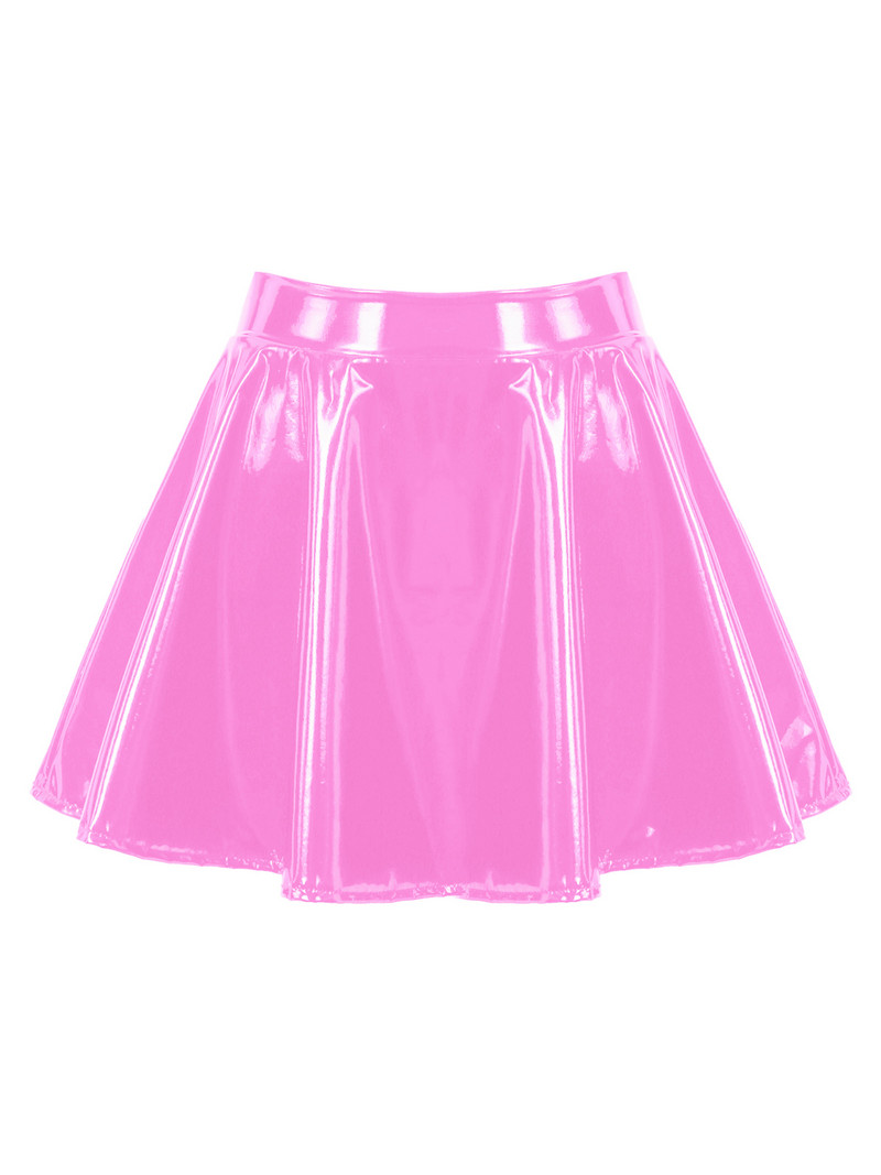 Női láthatatlan cipzáras A vonalú rövid mini szoknyák fényes lakkbőr kiszélesedő miniszoknya Club bár rúdtánc előadó jelmez