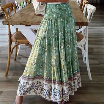 Boho Casual print Maxi γυναικεία φούστα Καλοκαιρινή μόδα Σέξι ψηλόμεσες γυναικείες φούστες 2021 Pink Beach Floral μακριές φούστες Femme