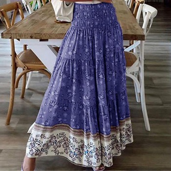 Boho Casual print Maxi γυναικεία φούστα Καλοκαιρινή μόδα Σέξι ψηλόμεσες γυναικείες φούστες 2021 Pink Beach Floral μακριές φούστες Femme