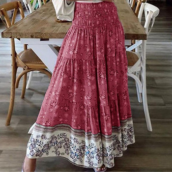 Boho Casual print Maxi γυναικεία φούστα Καλοκαιρινή μόδα Σέξι ψηλόμεσες γυναικείες φούστες 2021 Pink Beach Floral μακριές φούστες Femme