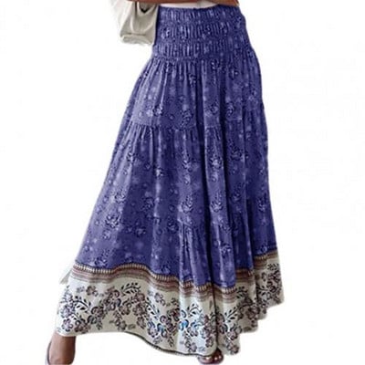 Boho alkalmi print maxi szoknya női nyári divat szexi magas derekú női szoknyák 2021 rózsaszín strand virágos A-vonalú hosszú szoknyák női