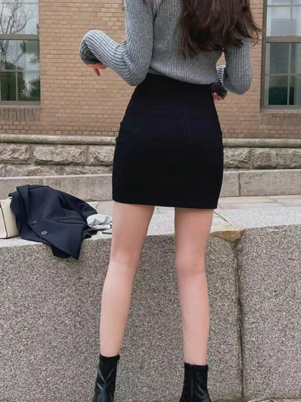 Základné mini sukne pre ženy, letné štíhle sexy kancelárske dámy, kórejský štýl, trendy oblečenie s vysokým pásom, univerzálny temperament, jar, áčkový strih