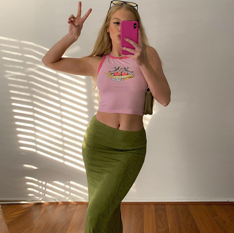 Y2K Vintage Bodycon midi sijonas aukštu juosmeniu liesas moteriškas baltas mėlynas žalias sijonai su pieštuku Elegantiški moteriški madingi gatvės drabužiai vasarą