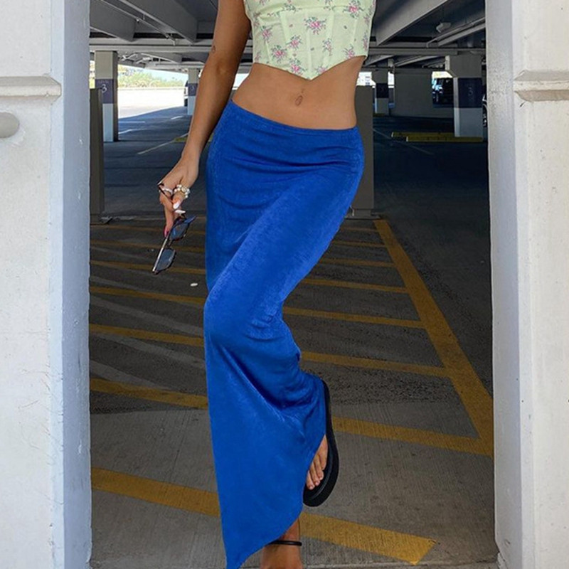 Y2K Vintage Bodycon midi sijonas aukštu juosmeniu liesas moteriškas baltas mėlynas žalias sijonai su pieštuku Elegantiški moteriški madingi gatvės drabužiai vasarą