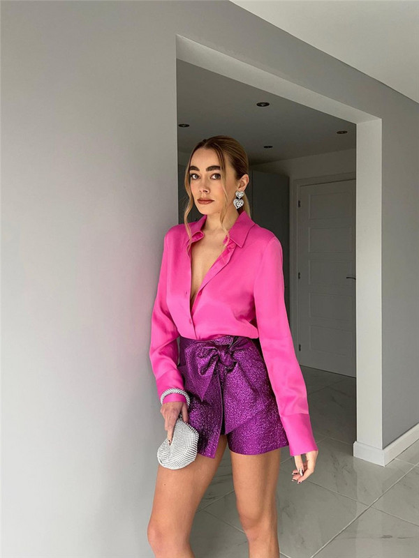 TRAF szürke szoknya nadrág magas derekú lila szoknya rövidnadrág női utcai ruházat csomózott aszimmetrikus skort divat női őszi szoknya