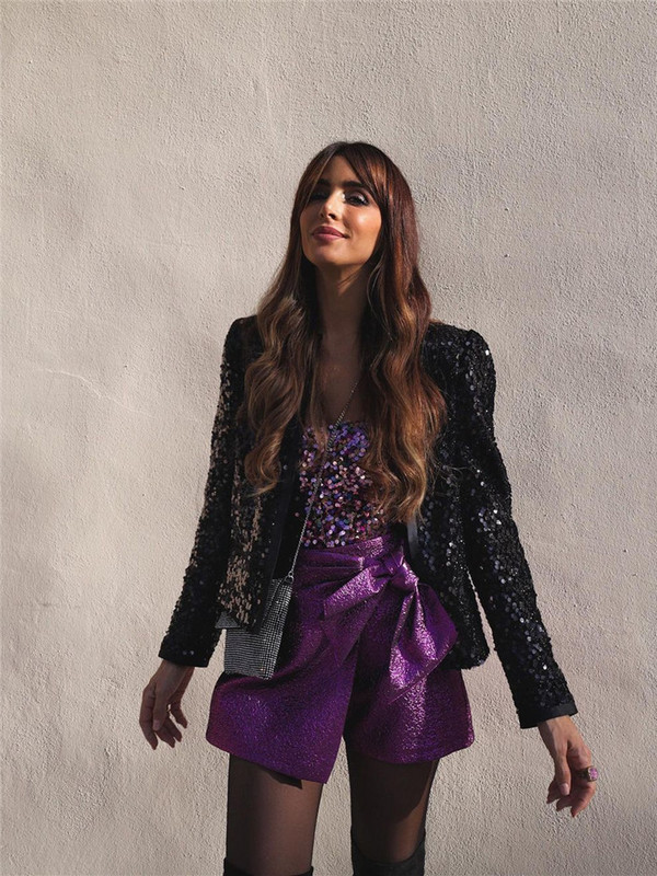 TRAF szürke szoknya nadrág magas derekú lila szoknya rövidnadrág női utcai ruházat csomózott aszimmetrikus skort divat női őszi szoknya