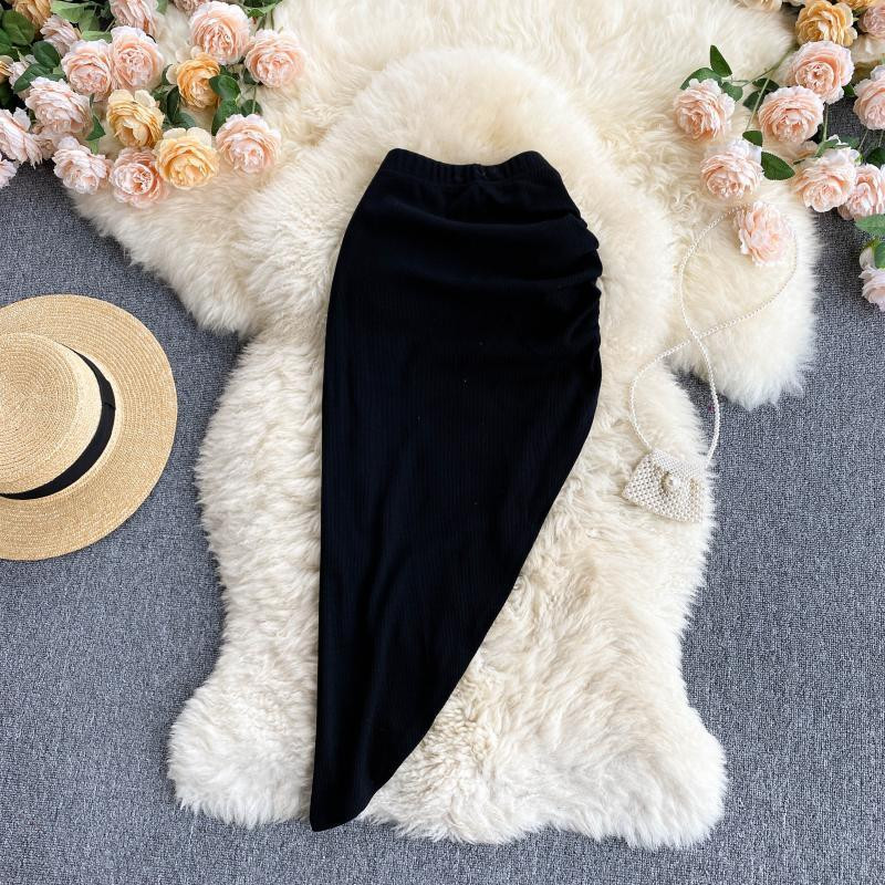 2022. aasta uus naiste seelik Midi Bodycon seelik, naiste õhuke kõrge vöökohaga veniv seksikas pliiatsseelik, voldid Jupe Femme