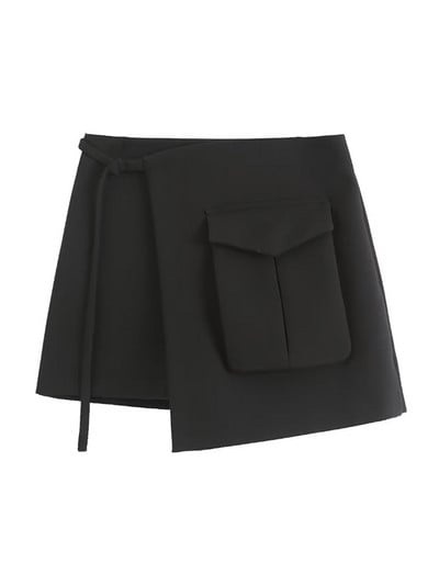 Dámske módne šortky s vysokým pásom a bočným zipsom TRAF s kravatami a predným vreckom, cargo šortky, sukne, vintage štýl, dámske sukne