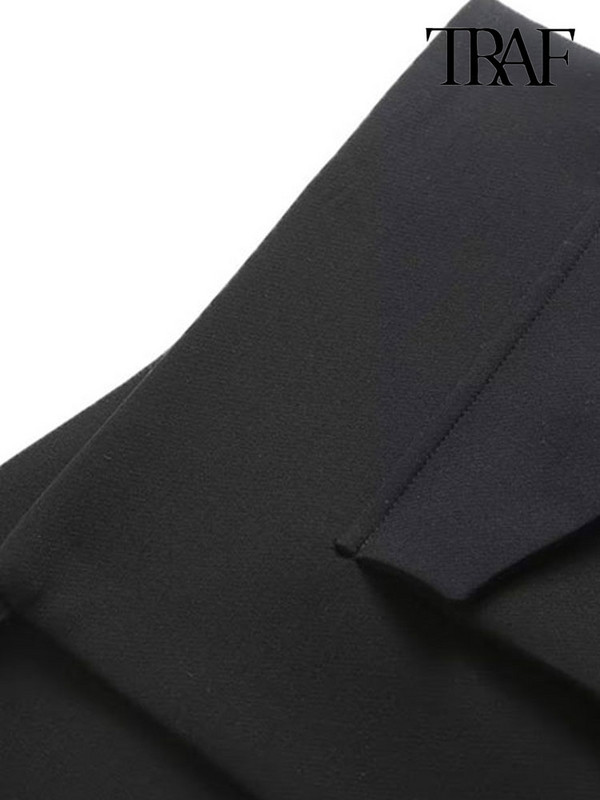 Dámske módne šortky s vysokým pásom a bočným zipsom TRAF s kravatami a predným vreckom, cargo šortky, sukne, vintage štýl, dámske sukne