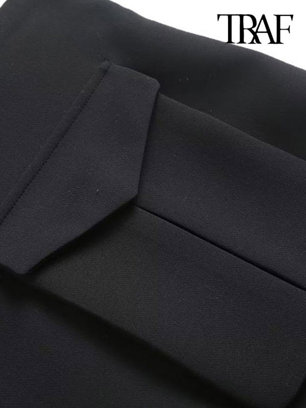 Dámske módne šortky s vysokým pásom a bočným zipsom TRAF s kravatami a predným vreckom, cargo šortky, sukne, vintage štýl, dámske sukne