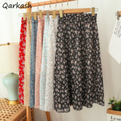 Szoknyák Női Sifon 7 színű Alkalmi női Ulzzang Nyári Új kollekció High Street Sweet Girls Chic Print Falda De Busto Soft