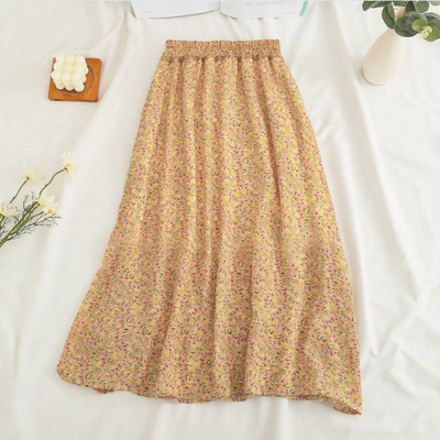 Szoknyák Női Sifon 7 színű Alkalmi női Ulzzang Nyári Új kollekció High Street Sweet Girls Chic Print Falda De Busto Soft