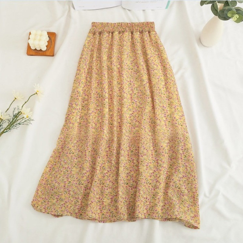 Szoknyák Női Sifon 7 színű Alkalmi női Ulzzang Nyári Új kollekció High Street Sweet Girls Chic Print Falda De Busto Soft