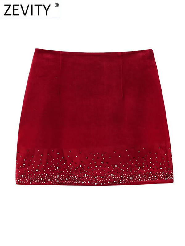 Zevity női divat fényes flitteres dizájn szabálytalan bársony miniszoknya Faldas Mujer női elegáns oldalsó cipzár Vestidos QUN2663