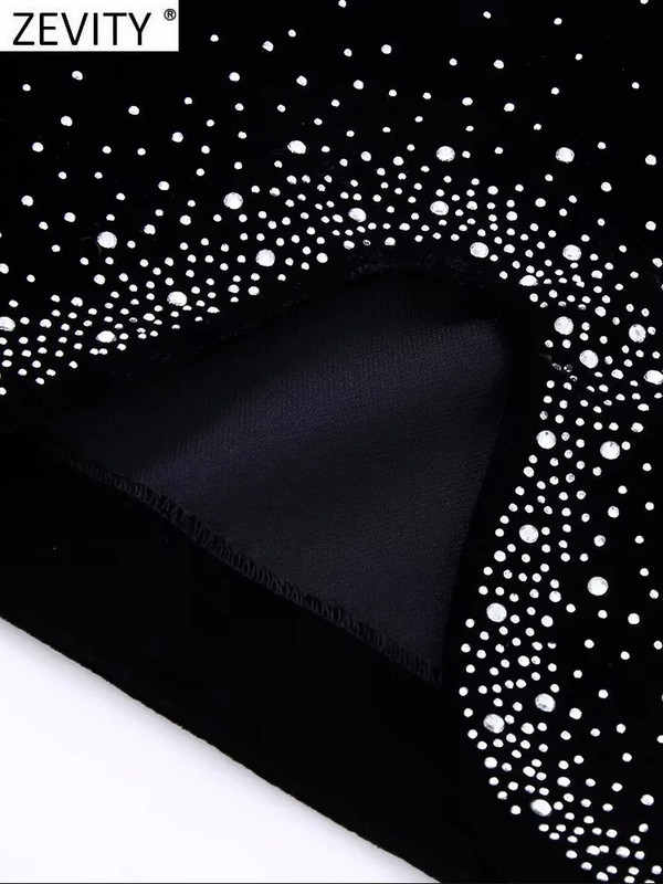 Zevity női divat fényes flitteres dizájn szabálytalan bársony miniszoknya Faldas Mujer női elegáns oldalsó cipzár Vestidos QUN2663