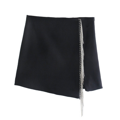 Zevity New Women High Street Artificial Gem Φούντα Διακόσμηση Μίνι Φούστα Faldas Mujer Lady Chic Πλαϊνό φερμουάρ Λεπτό Vestidos QUN925