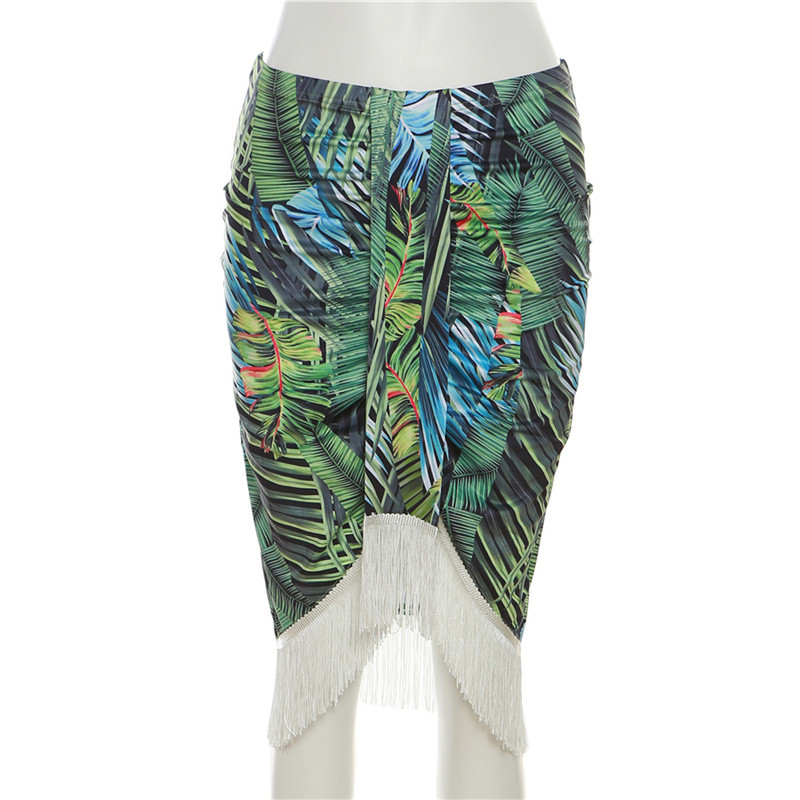 Σέξι στάμπα φούντα Slim Fit φούστες Γυναικεία μόδα Streetwear Party Club Ψηλόμεση Midi φούστα 2023 Καλοκαιρινά Boho γιορτινά ρούχα