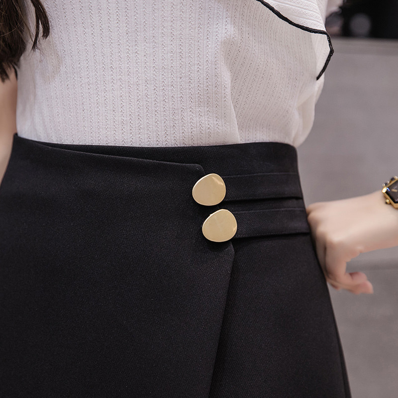 Sukne Dámske pevné gombíky Jednoduchá letná šifónová ľahká kancelárska mini sukňa Univerzálna štíhla kórejská móda Nepravidelná