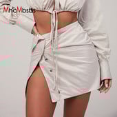 Női fémcsatos miniszoknya, magas derekú, aszimmetrikus, szexi csípős, A-vonalú szoknyák, 2021-es nyári gombos szoknyák, buli utcai ruhák