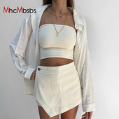 Női, magas derekú, bordázott, vékony szoknya rövidnadrágok Vintage, sima gombos, mini szoknyák, 2023-as nyári tündéri grunge ruhák