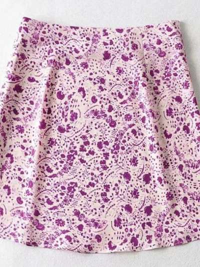 Nyári női kontraszt színű virágmintás miniszoknya Vintage csomag csípő rövid szoknya oldalsó cipzár